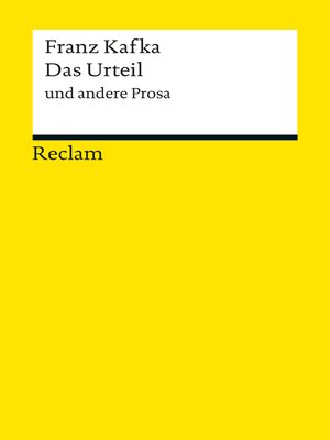 cover image of Das Urteil und andere Prosa